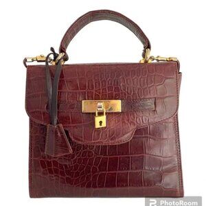 Vintage Leather Burgundy Saks Fifth Avenue Crossbody Bag Purse
